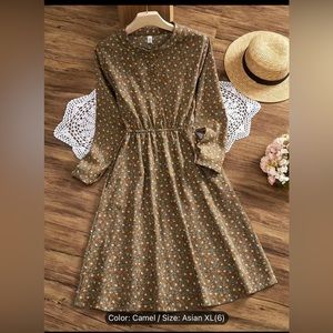 Floral Print Button Front A-line Dress. Asian size XL (US 6)